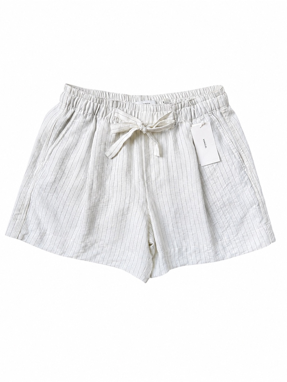 Vince Pencil Stripe Pull On Shorts Cream Size Small